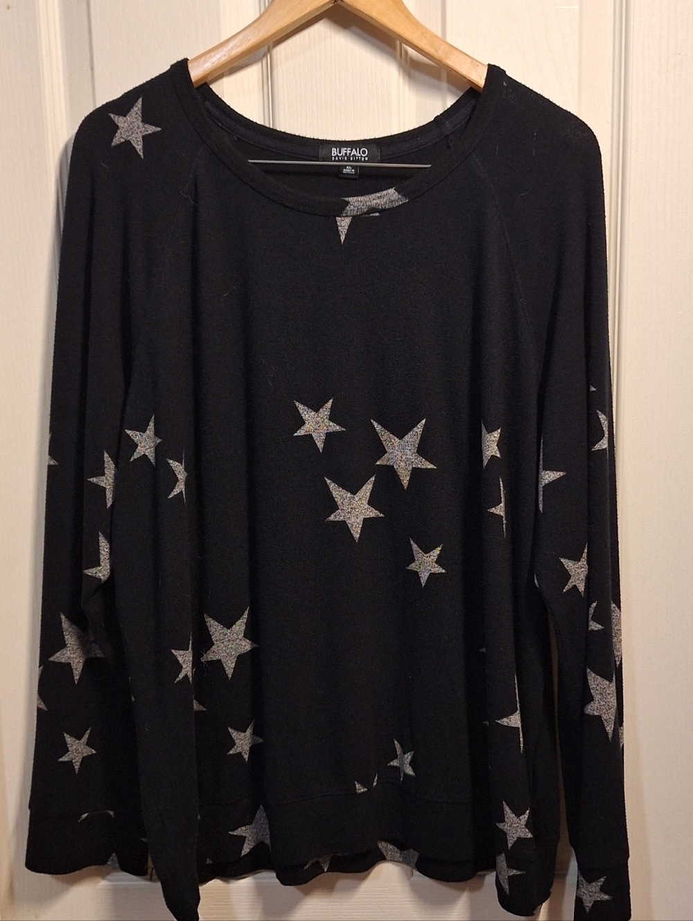 Buffalo David Bitton Black Sweatshirt Tshirt with Silver Star Print